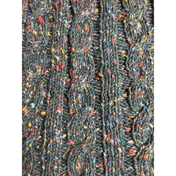 Dark Green Cable Knit Cottage Crochet Handmade Sweater Skirt Elastic Waist 30” - Picture 3 of 5